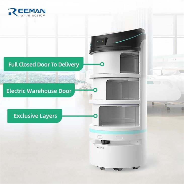 REEMAN Small Delivery Service Robot Fast Food Delivery Robot Waiter for Restaurant/Hotel