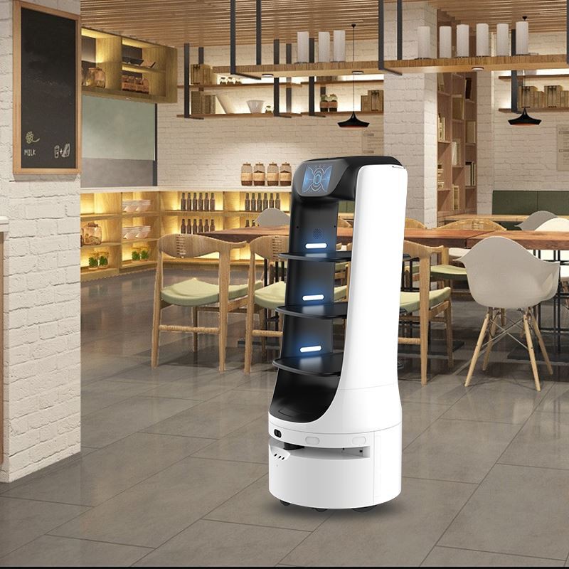 The Food Delivery Robot Fully Serves The Hotel Restaurant